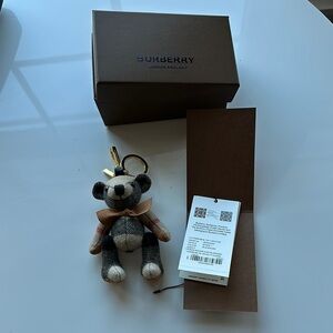 Burberry Gray Stuffed Animal Plush Toy with Poseable Arms and Cartoonish Eyes